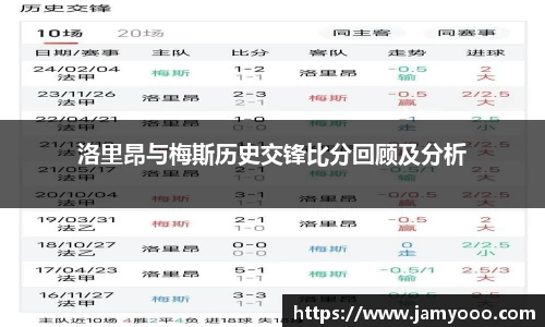 洛里昂与梅斯历史交锋比分回顾及分析